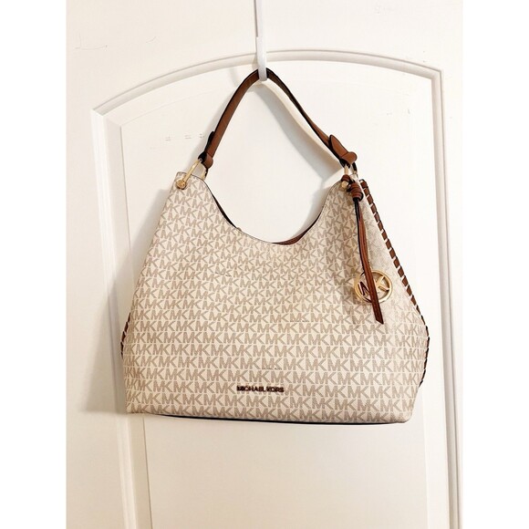 Michael Kors Monogram Shoulder Bag White Large - Picture 1 of 14